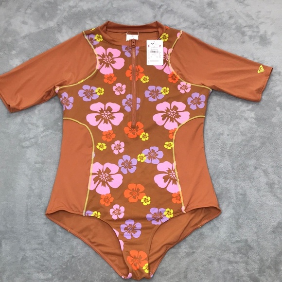 Roxy Other - Roxy x Kate Bosworth Surf.Kind.Kate. One Piece 3/4 Swimsuit Floral Brown XL New
